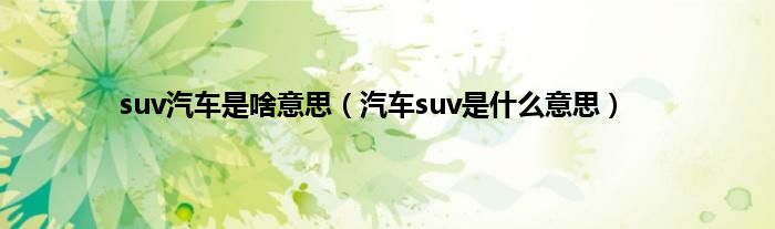 suv汽车是啥意思（汽车suv是什么意思）