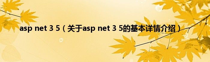 asp net 3 5（关于asp net 3 5的基本详情介绍）