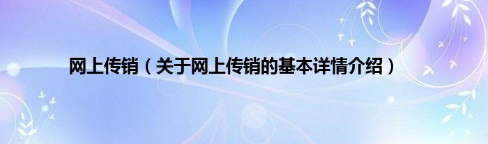网上传销（关于网上传销的基本详情介绍）