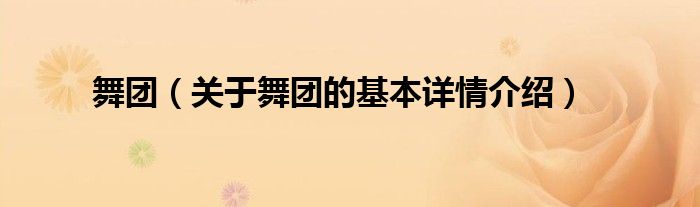 舞团（关于舞团的基本详情介绍）