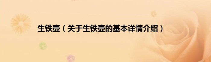生铁壶(关于生铁壶的基本详情介绍)