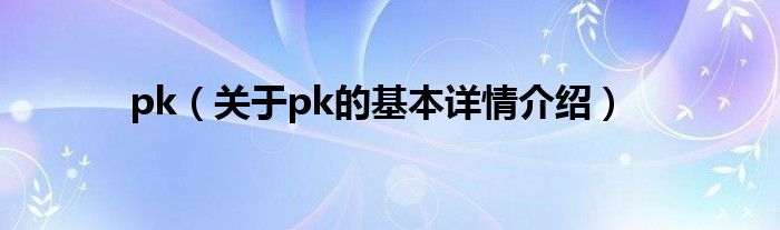 pk(关于pk的基本详情介绍)