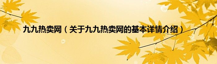 九九热卖网（关于九九热卖网的基本详情介绍）