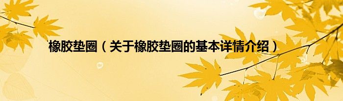 橡胶垫圈（关于橡胶垫圈的基本详情介绍）