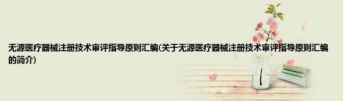 无源医疗器械注册技术审评指导原则汇编(关于无源医疗器械注册技术审评指导原则汇编的简介)