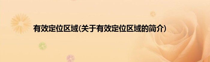 有效定位区域(关于有效定位区域的简介)