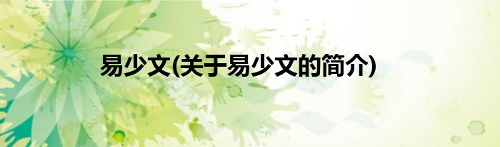 易少文(关于易少文的简介)