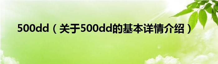 500dd（关于500dd的基本详情介绍）