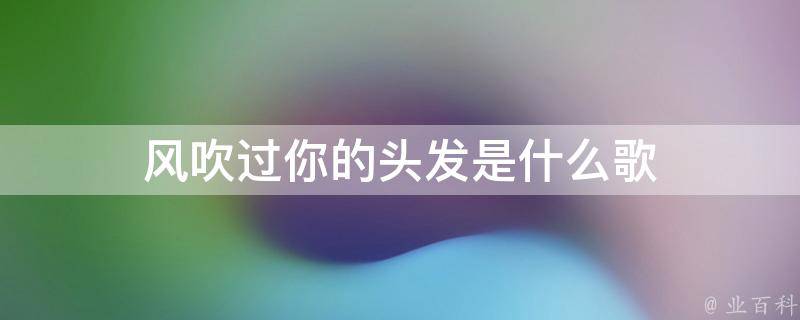 风吹过你的头发是什么歌
