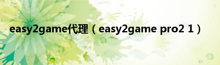 easy2game代理（easy2game pro2 1）