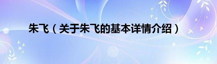 朱飞（关于朱飞的基本详情介绍）