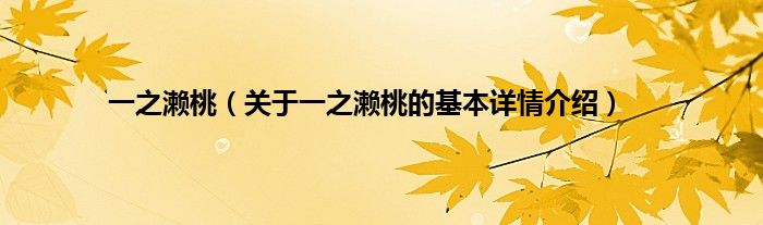 一之濑桃(关于一之濑桃的基本详情介绍)