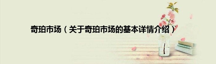 奇珀市场（关于奇珀市场的基本详情介绍）