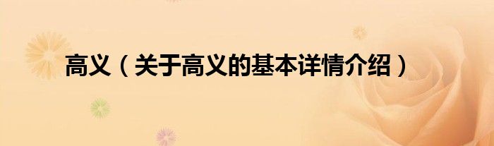 高义（关于高义的基本详情介绍）