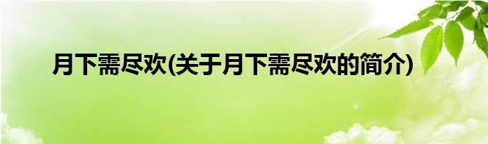月下需尽欢(关于月下需尽欢的简介)