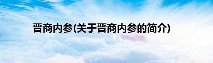 晋商内参(关于晋商内参的简介)