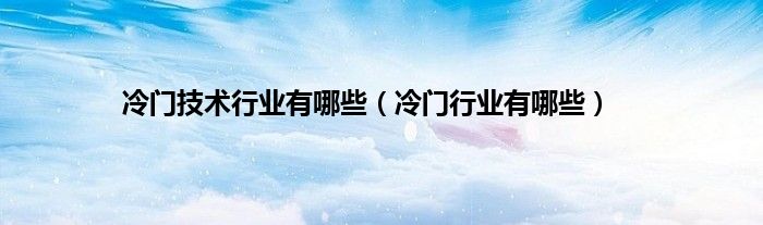 冷门技术行业有哪些（冷门行业有哪些）