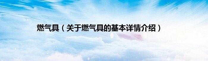 燃气具（关于燃气具的基本详情介绍）
