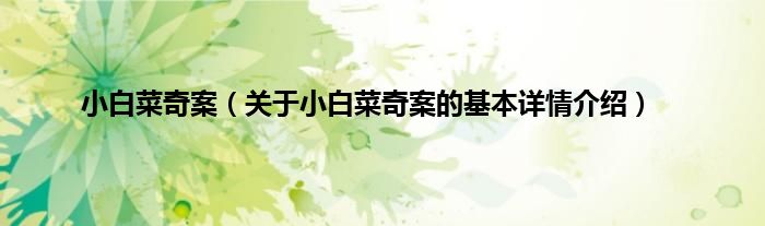 小白菜奇案（关于小白菜奇案的基本详情介绍）