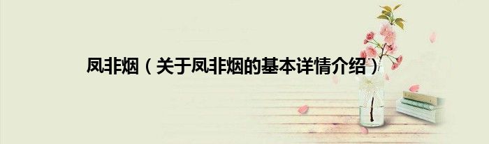 凤非烟（关于凤非烟的基本详情介绍）