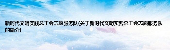 新时代文明实践总工会志愿服务队(关于新时代文明实践总工会志愿服务队的简介)